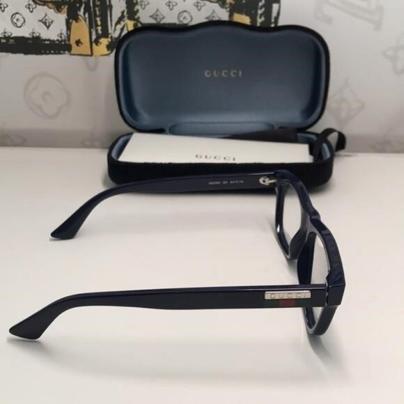 Gucci GG0768O 003 – Shiny Blue Rectangular Frame | 54-16-145 | New Authentic” - Picture 8 of 11